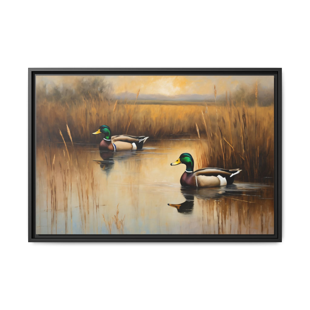 Mallard Ducks Oil Painting Print – Vintage Woodland Cabin Wall Art