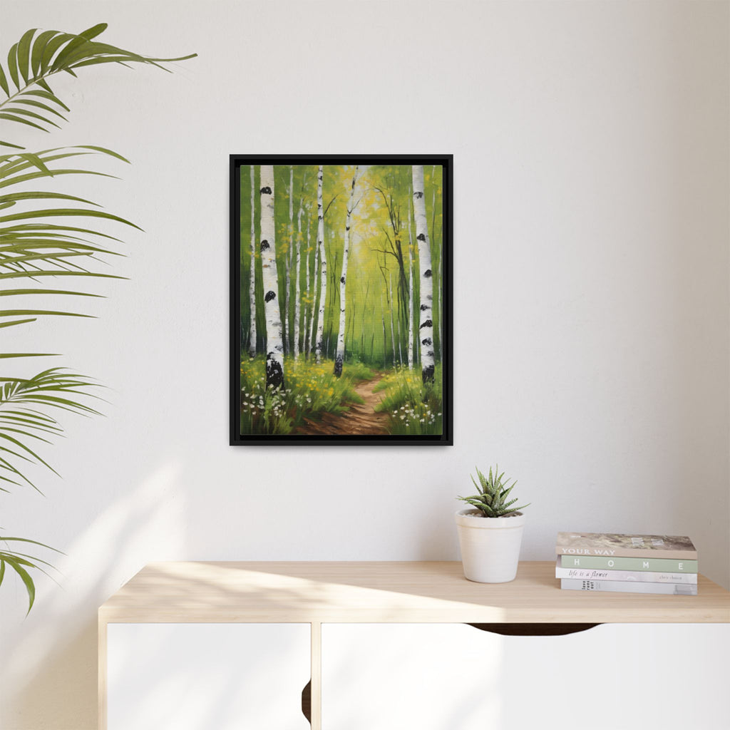 Birch Forest Oil Painting Print – Silver Birch Woodland Landscape Wall Art