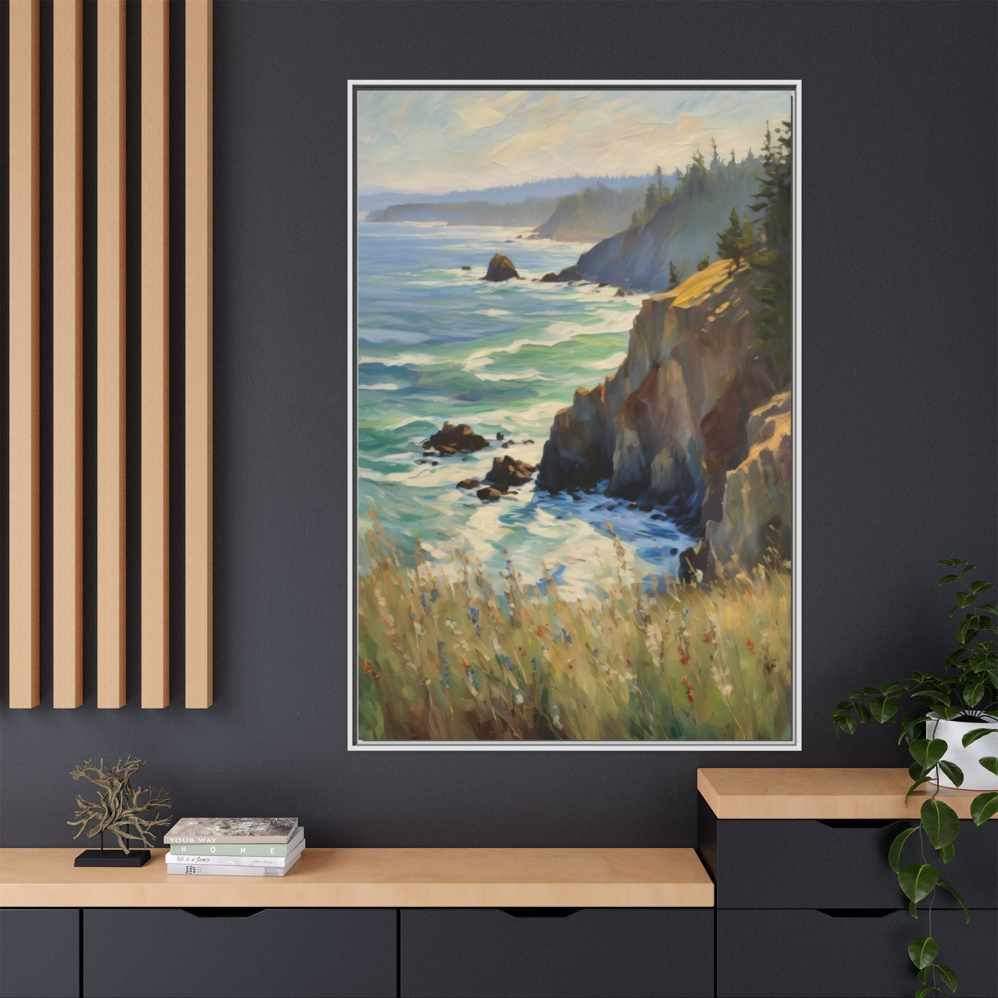 Pacific Northwest Oil Painting Print – Oregon Coastal Seascape Landscape Wall Art