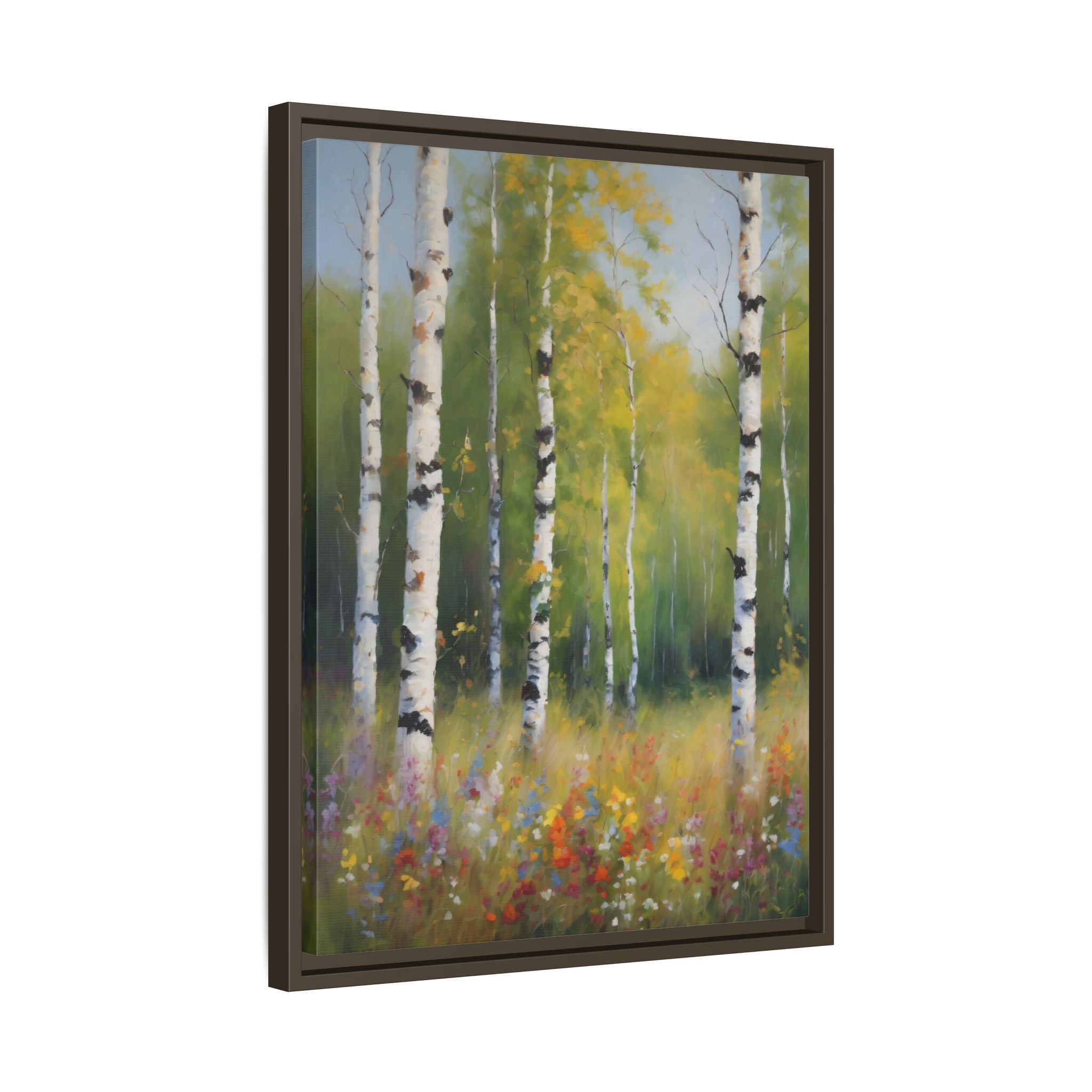 Birch Forest Oil Painting Print, Spring Woodland Canvas Decor