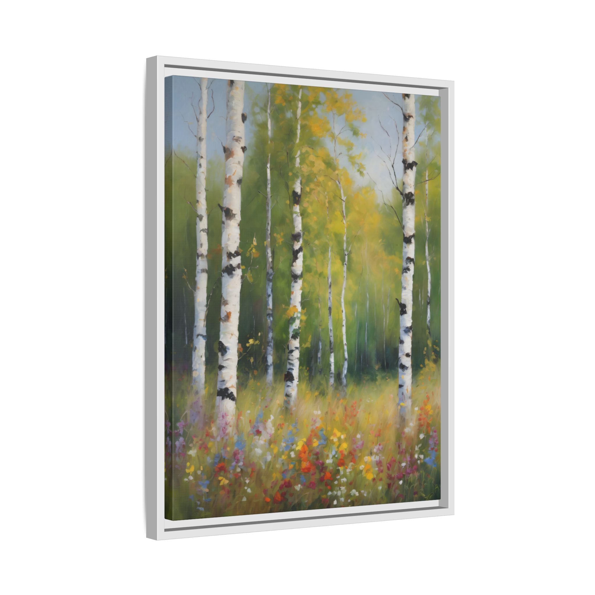 Birch Forest Oil Painting Print, Spring Woodland Canvas Decor