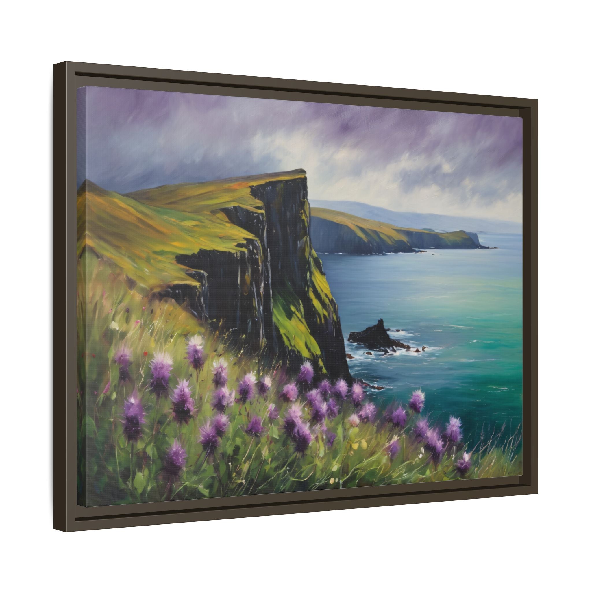 Isle of Skye Oil Painting Print – Scottish Highlands Thistle Landscape Wall Art