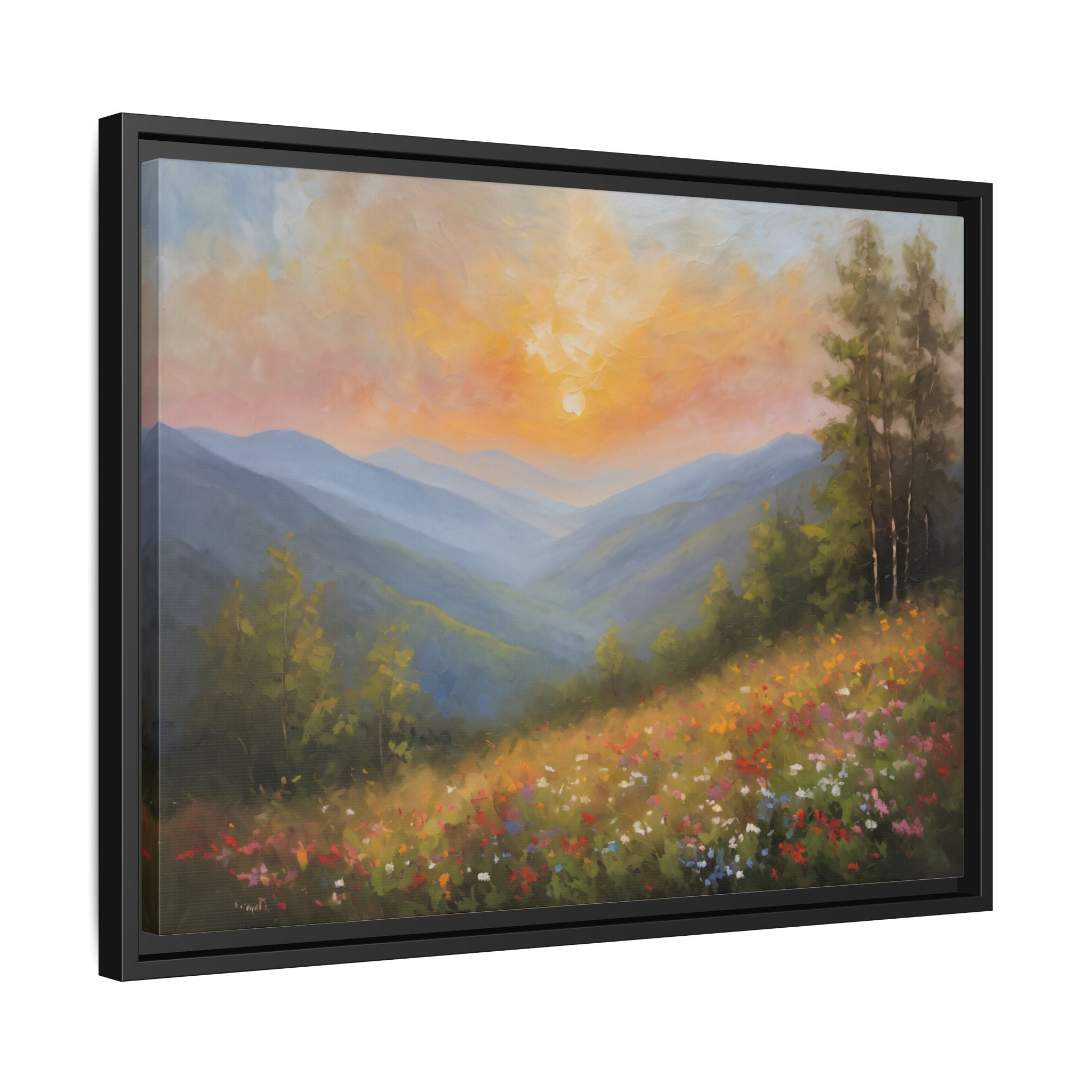Blue Ridge Mountains Oil Painting Print – Appalachian Sunset Landscape Wall Art