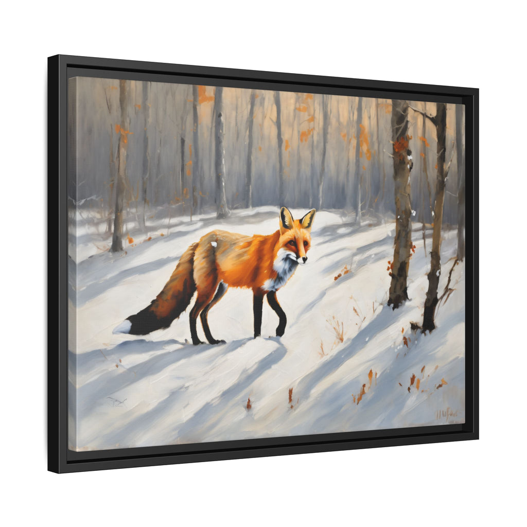 Red Fox Oil Painting Print – Winter Forest Wildlife Landscape Wall Art