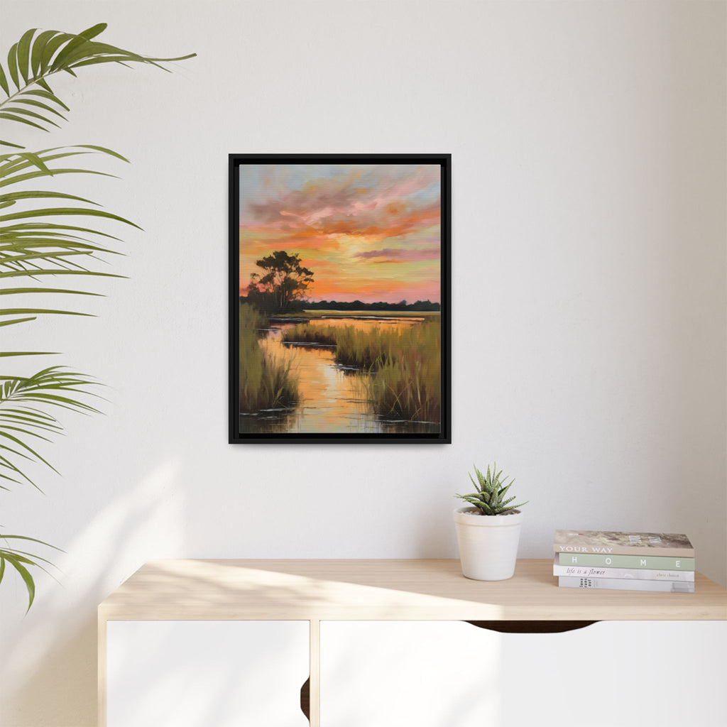 Salt Marsh Oil Painting Print – Lowcountry Sunset Landscape Wall Art