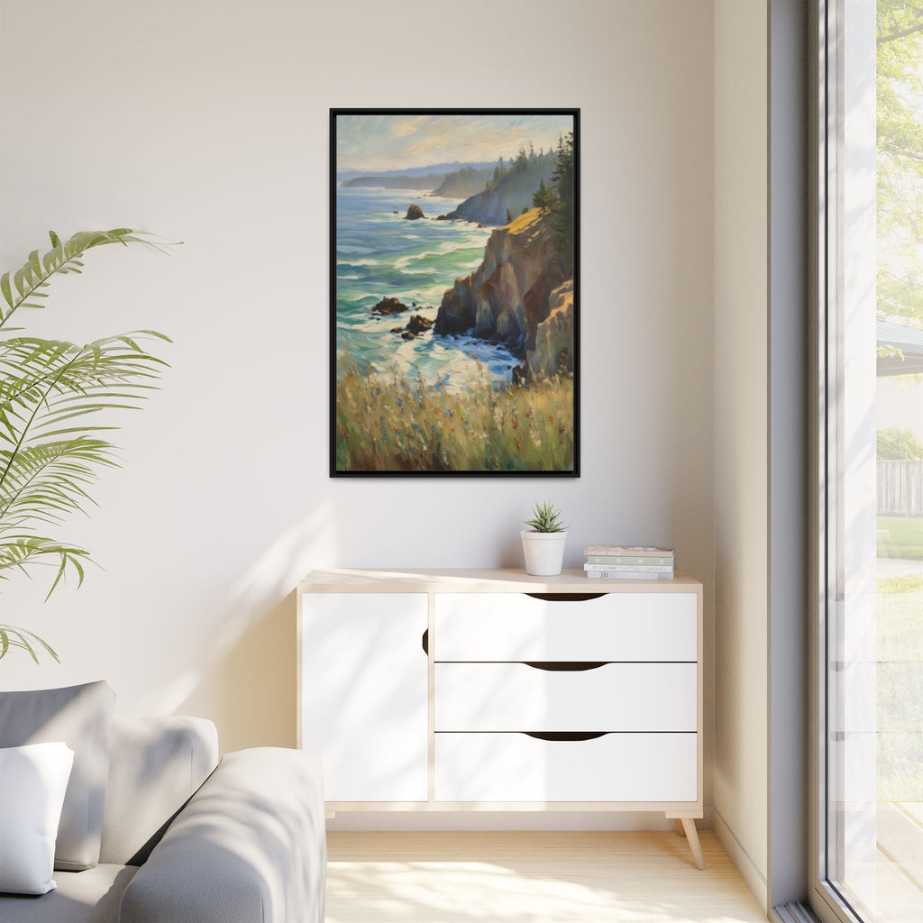 Pacific Northwest Oil Painting Print – Oregon Coastal Seascape Landscape Wall Art