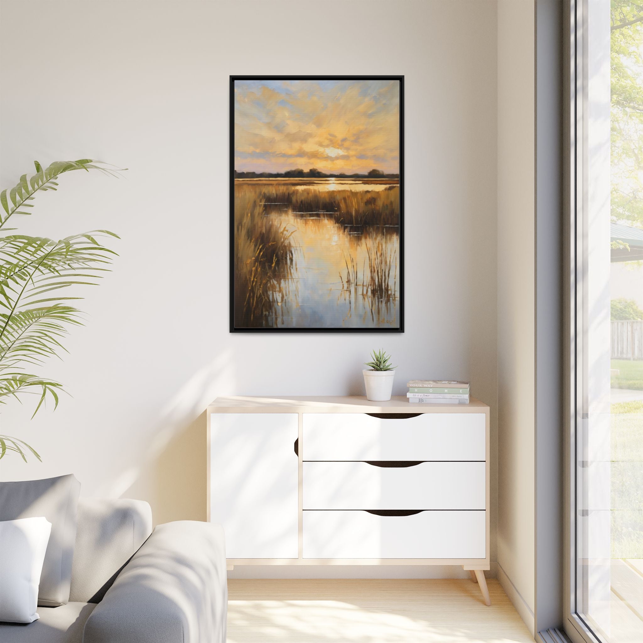 Salt Marsh Oil Painting Print – Lowcountry Sunset Landscape Wall Art