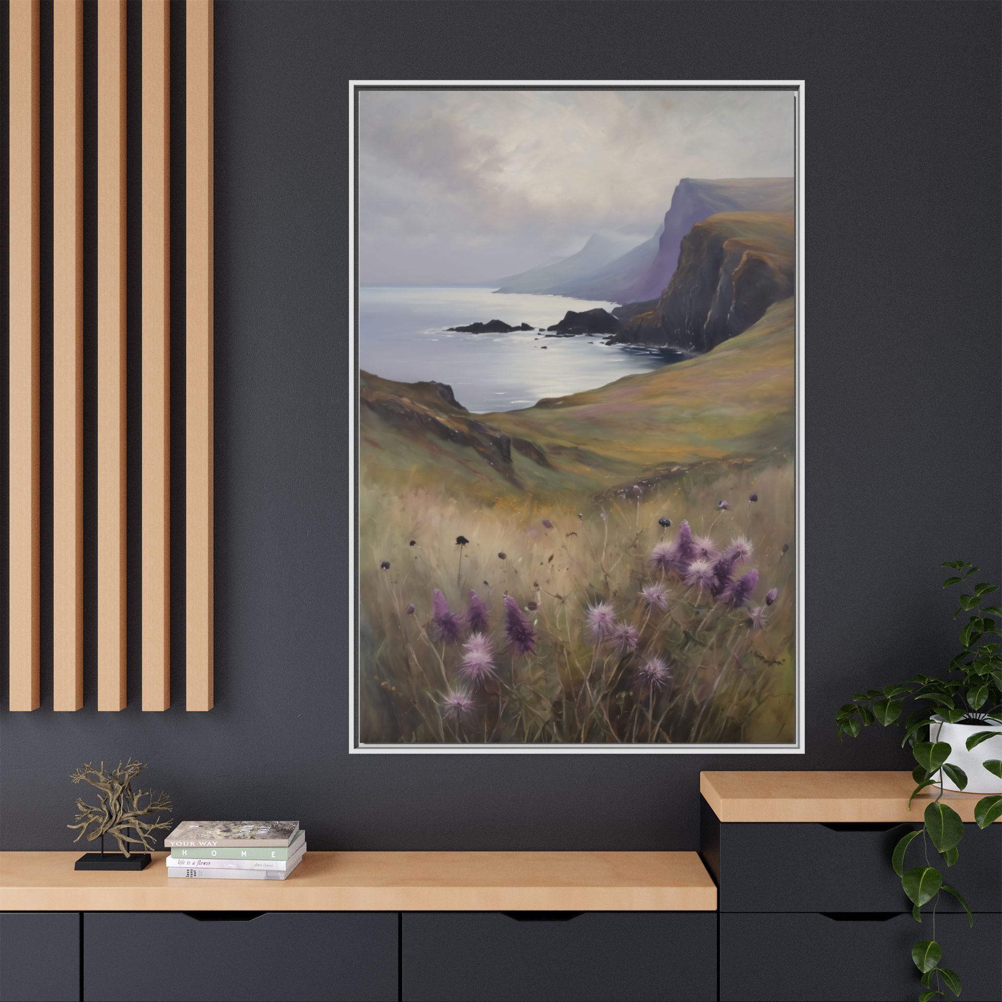 Isle of Skye Oil Painting Print – Scottish Highlands Coastal Landscape Wall Art