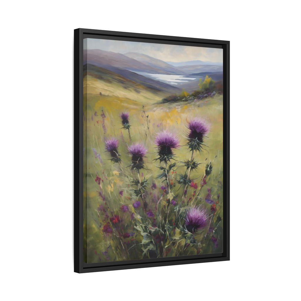 Scottish Highlands Thistle Oil Painting Print – Isle of Skye Wildflower Landscape Wall Art