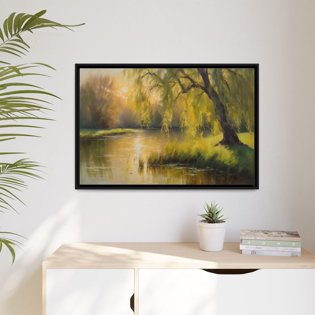 Willow Tree Oil Painting Print – Rustic Countryside Landscape Wall Art