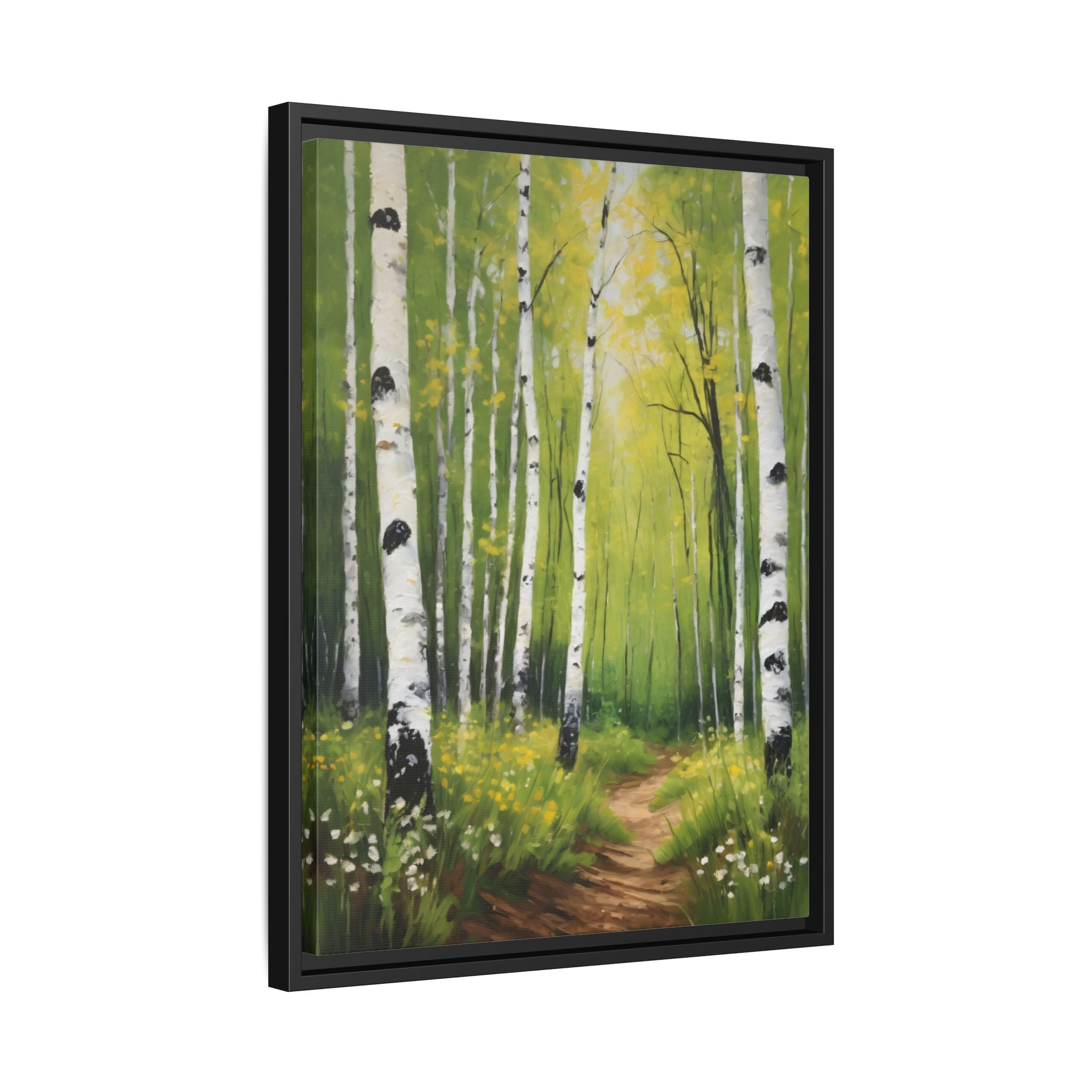 Birch Forest Oil Painting Print – Silver Birch Woodland Landscape Wall Art