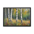Spring  Wildflower Forest Oil Painting Print, Birch Trees Landscape Canvas Wall Art