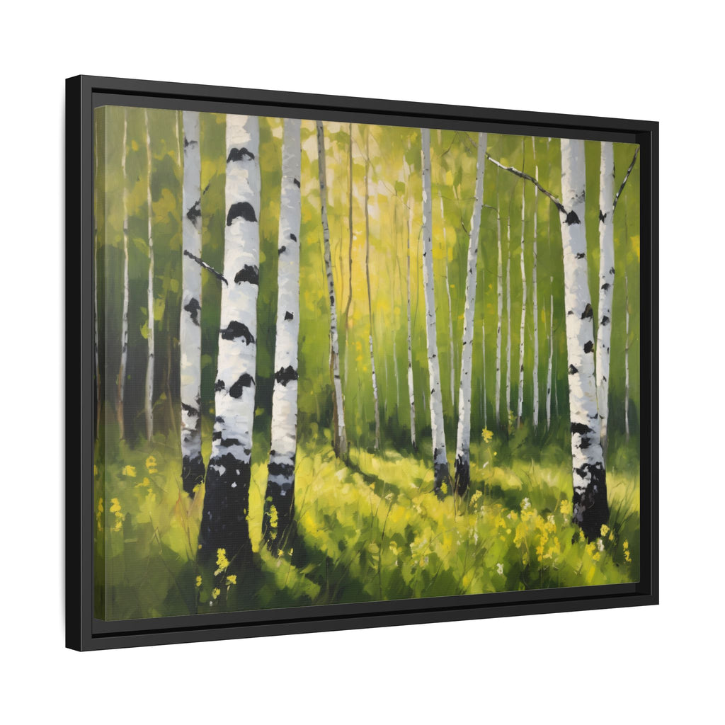 Spring Forest Oil Painting Print, Silver Birch Trees Landscape Canvas Decor