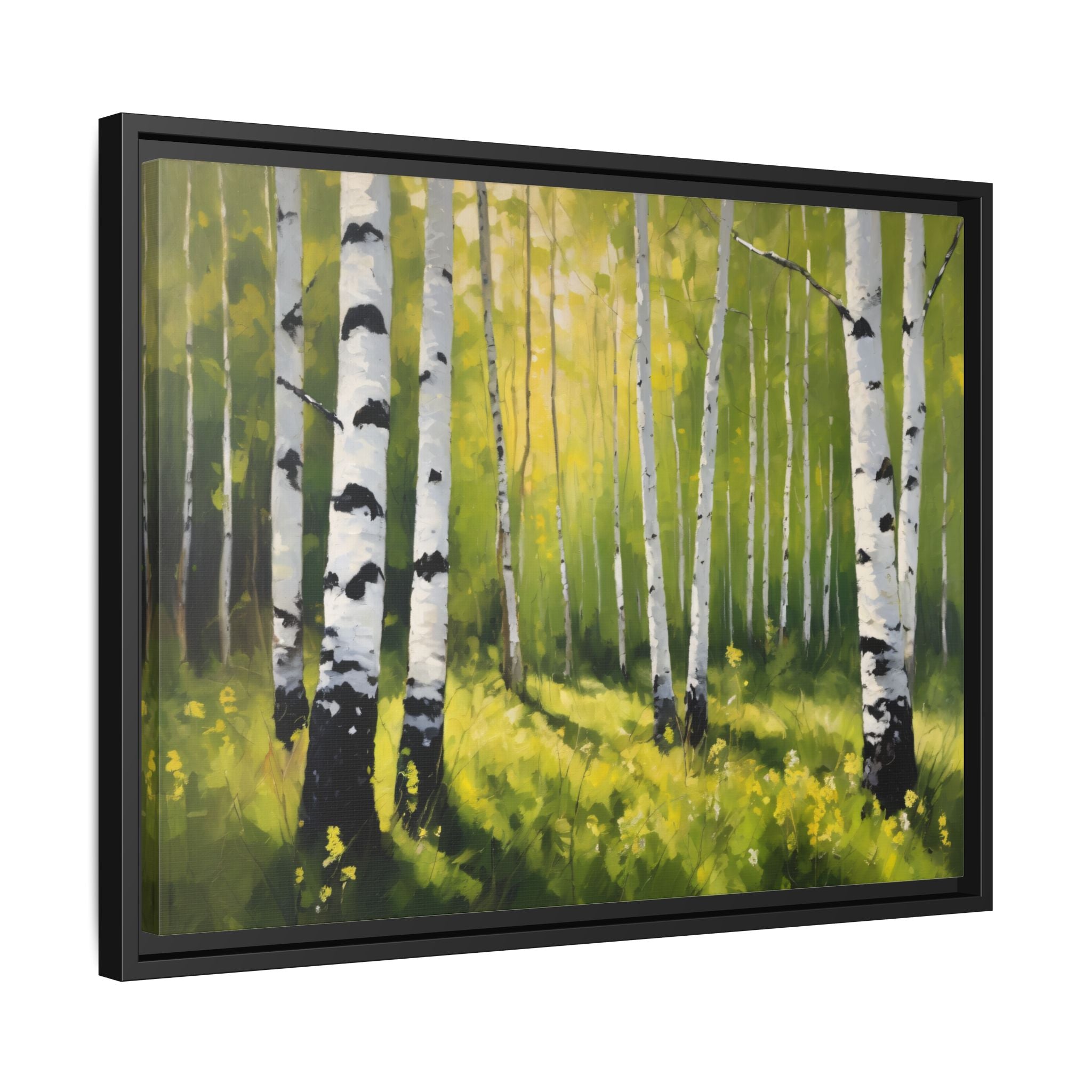 Spring Forest Oil Painting Print, Silver Birch Trees Landscape Canvas Decor