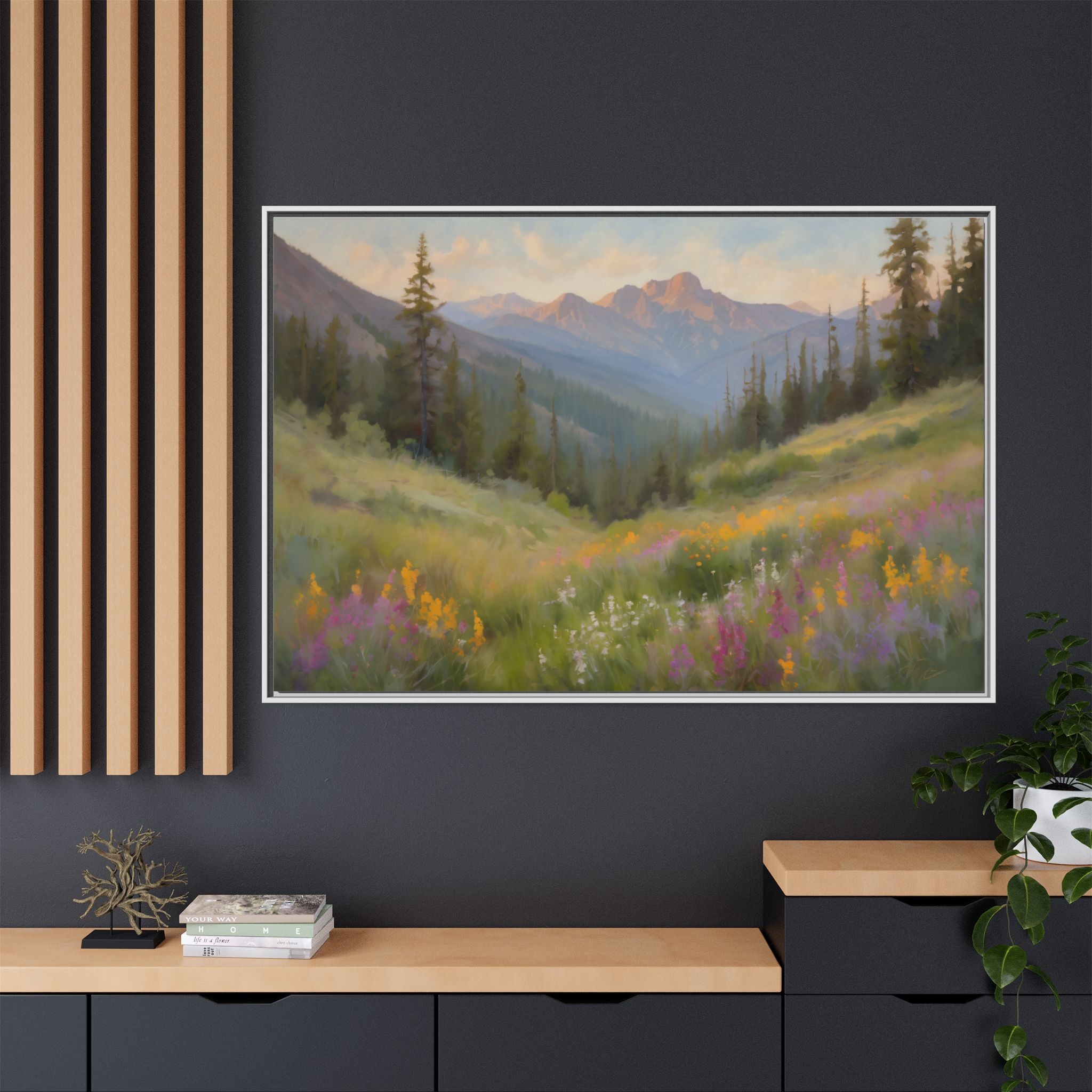 Wasatch Mountains Oil Painting Print – Utah Wildflower Landscape Wall Art