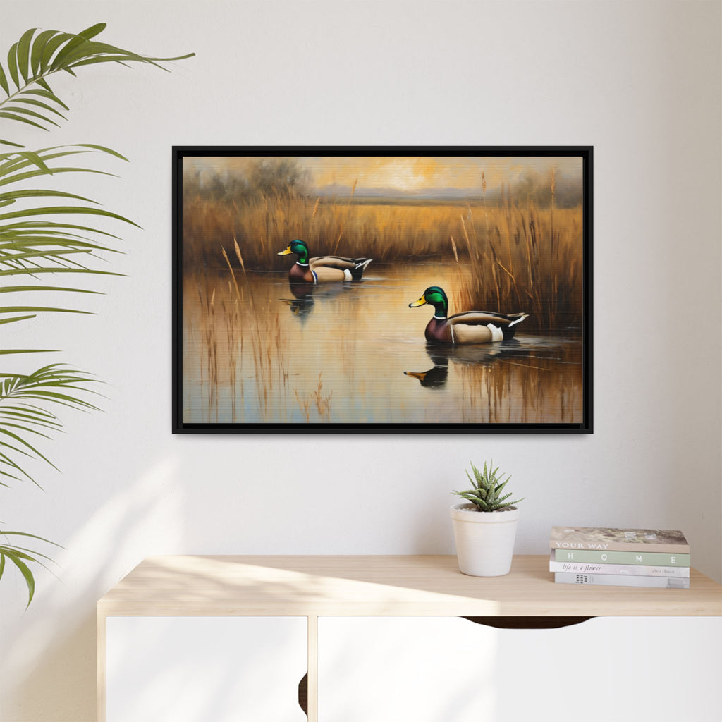 Mallard Ducks Oil Painting Print – Vintage Woodland Cabin Wall Art