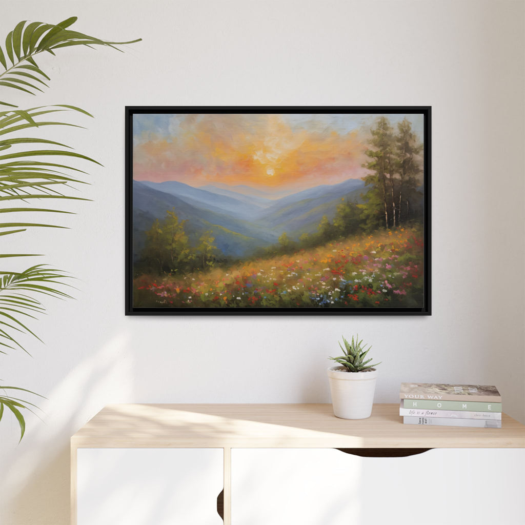Blue Ridge Mountains Oil Painting Print – Appalachian Sunset Landscape Wall Art