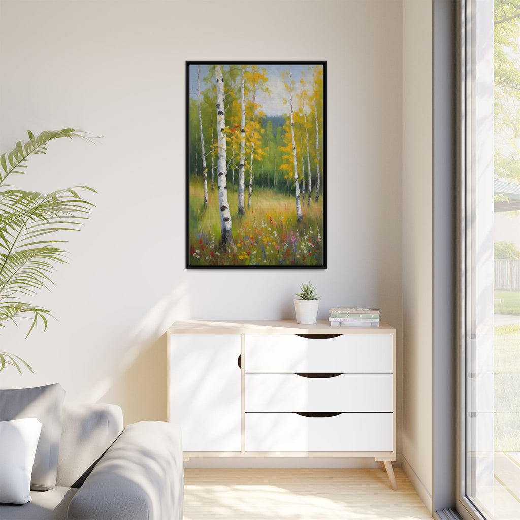 Birch Forest Oil Painting Print, Spring Woodland Canvas Decor