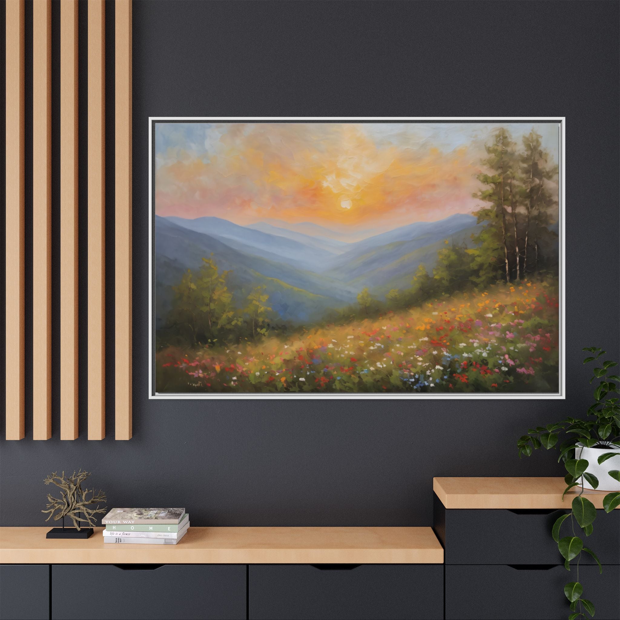 Blue Ridge Mountains Oil Painting Print – Appalachian Sunset Landscape Wall Art