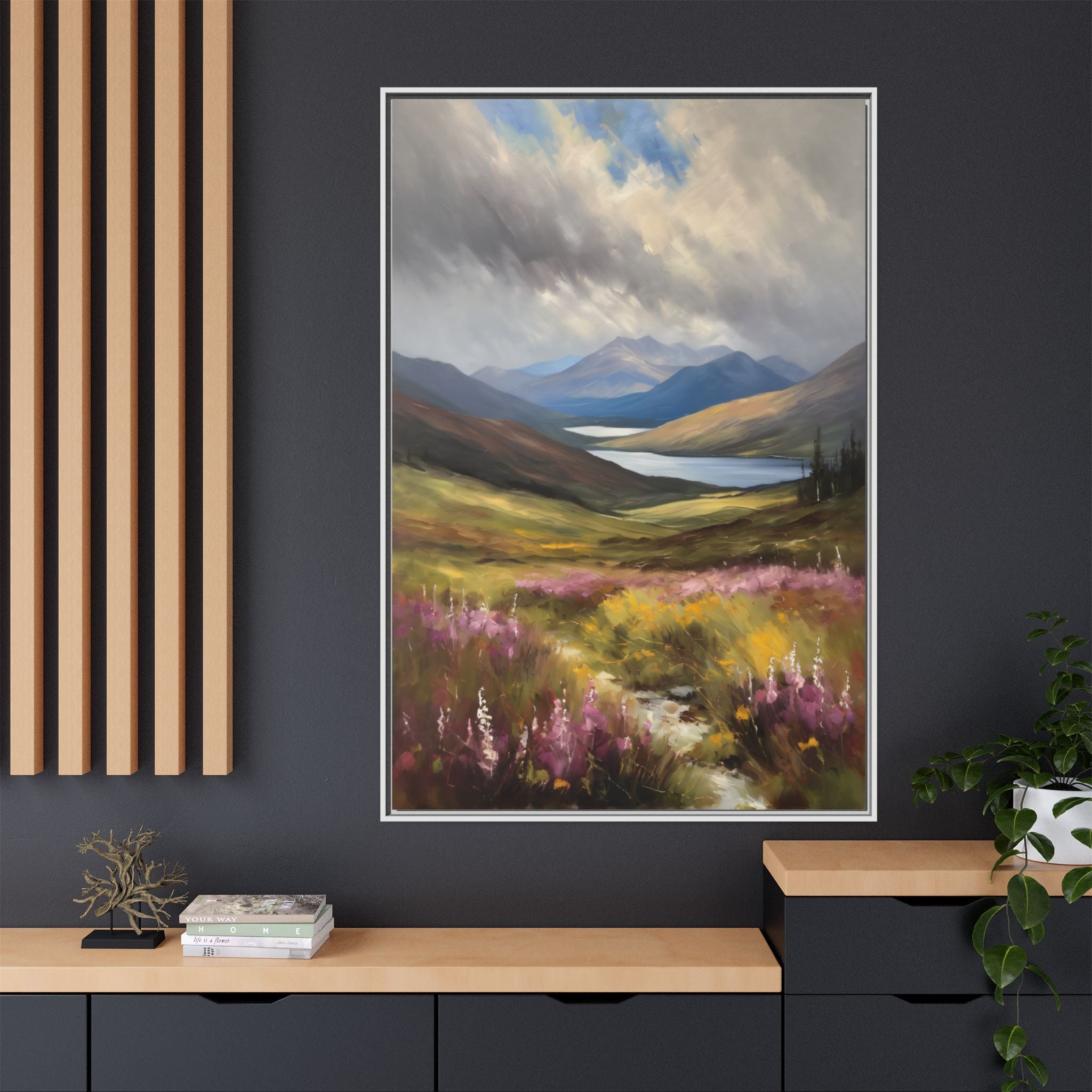 Scottish Highlands Oil Painting Print – Isle of Skye Mountain Landscape Wall Art