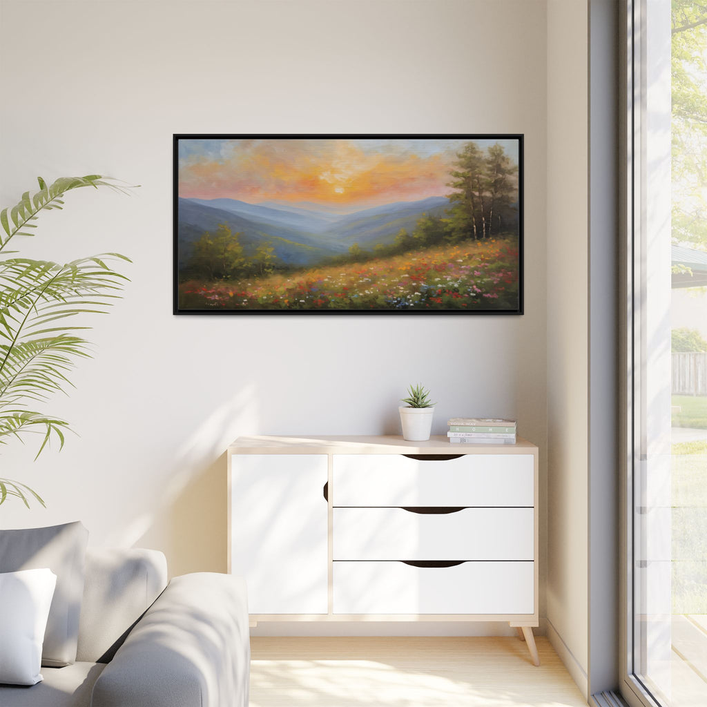 Blue Ridge Mountains Oil Painting Print – Appalachian Sunset Landscape Wall Art