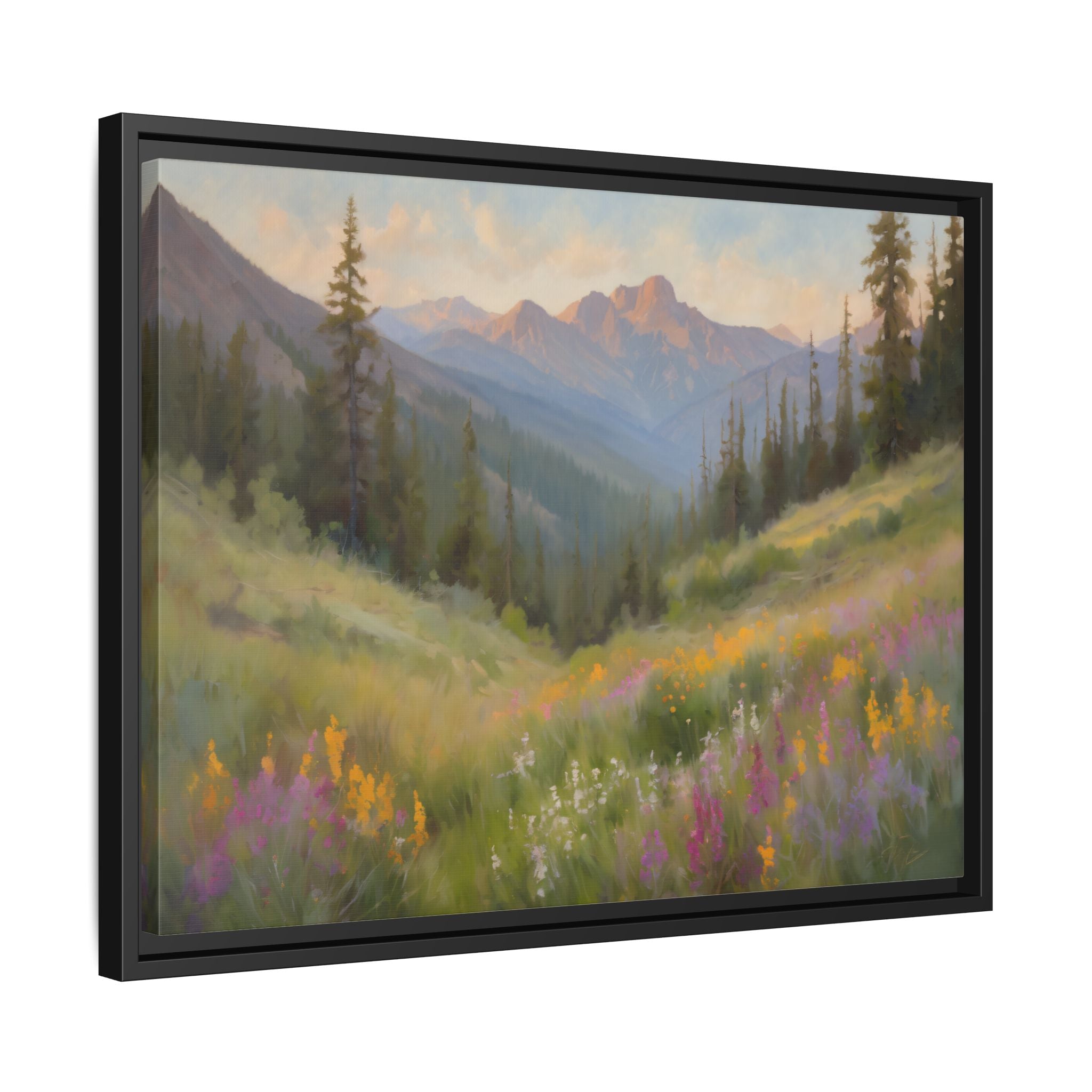 Wasatch Mountains Oil Painting Print – Utah Wildflower Landscape Wall Art