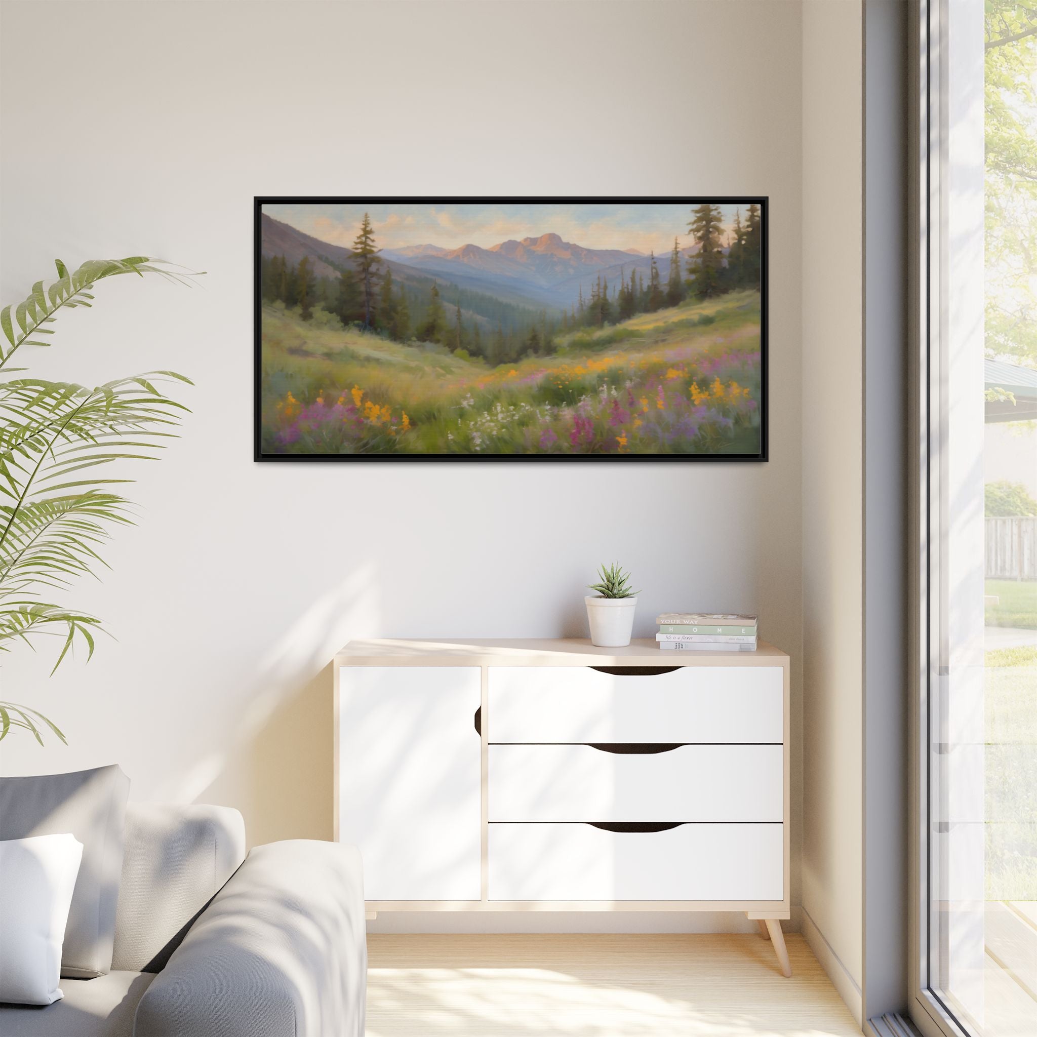 Wasatch Mountains Oil Painting Print – Utah Wildflower Landscape Wall Art