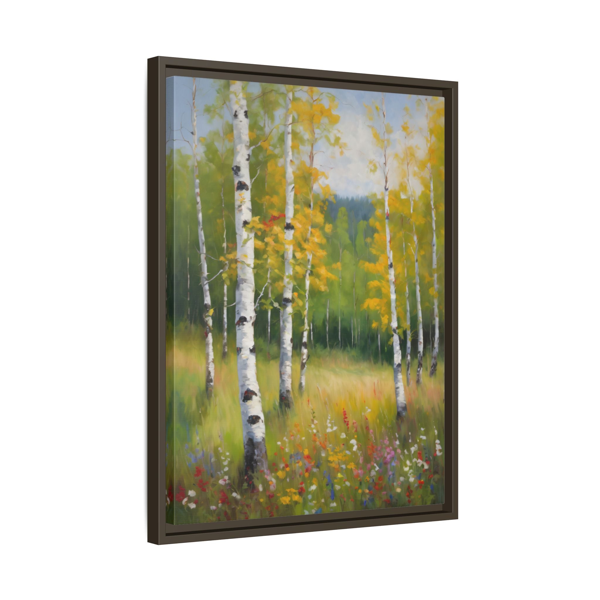 Birch Forest Oil Painting Print, Spring Woodland Canvas Decor