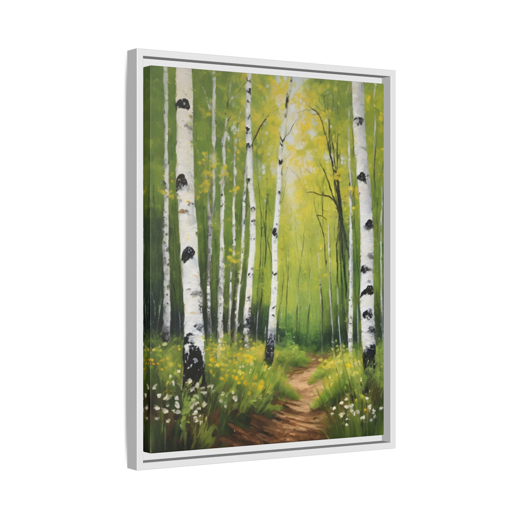 Birch Forest Oil Painting Print – Silver Birch Woodland Landscape Wall Art