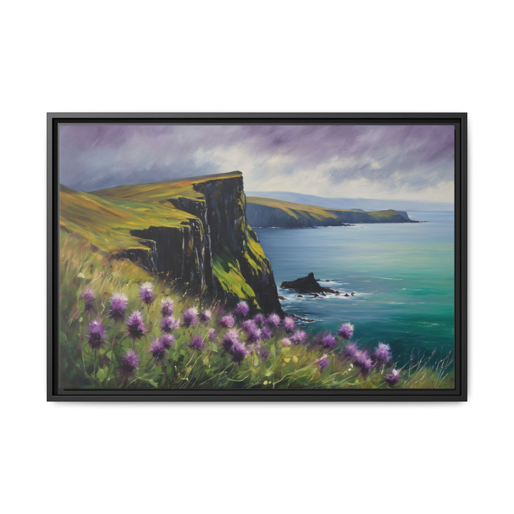 Isle of Skye Oil Painting Print – Scottish Highlands Thistle Landscape Wall Art
