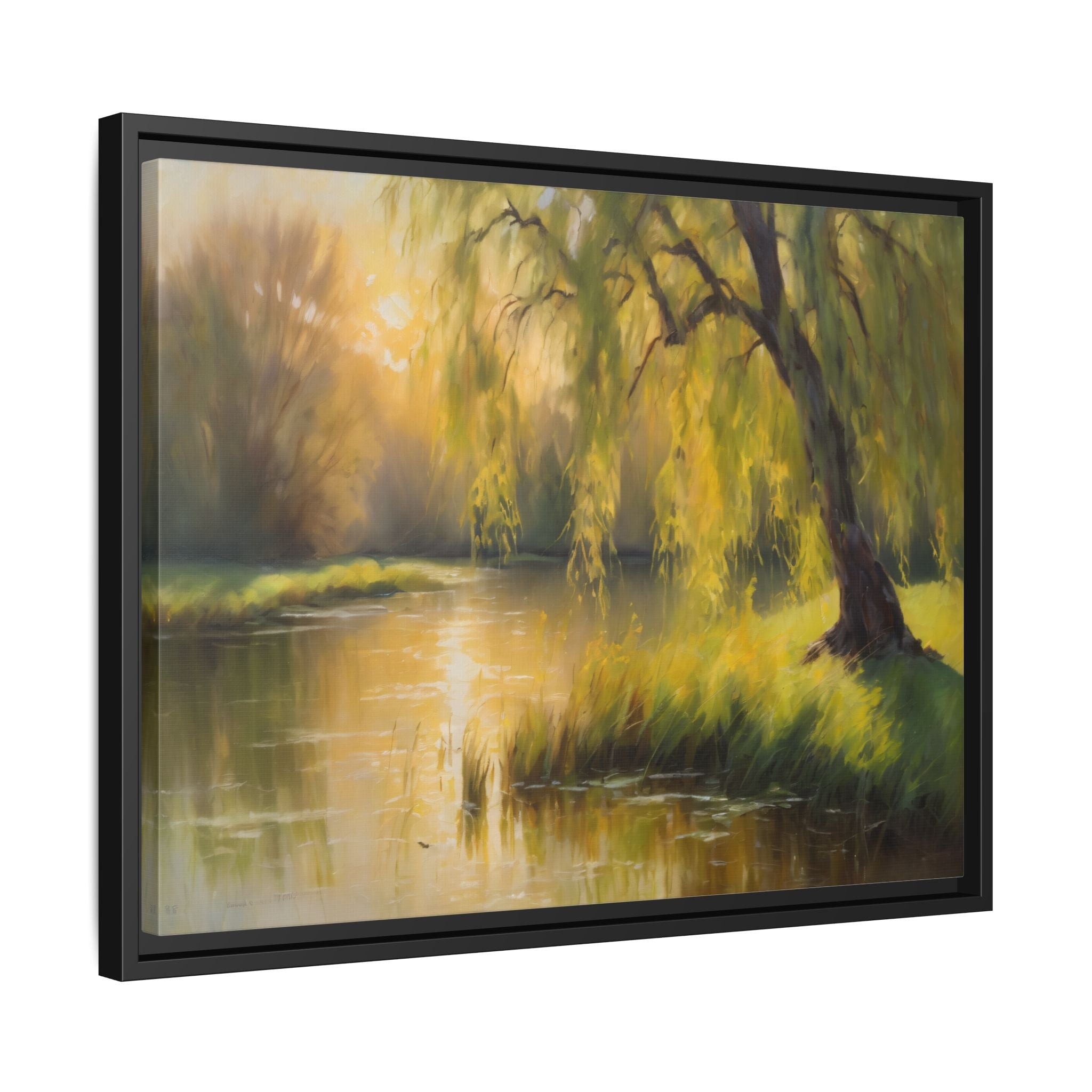 Willow Tree Oil Painting Print – Rustic Countryside Landscape Wall Art