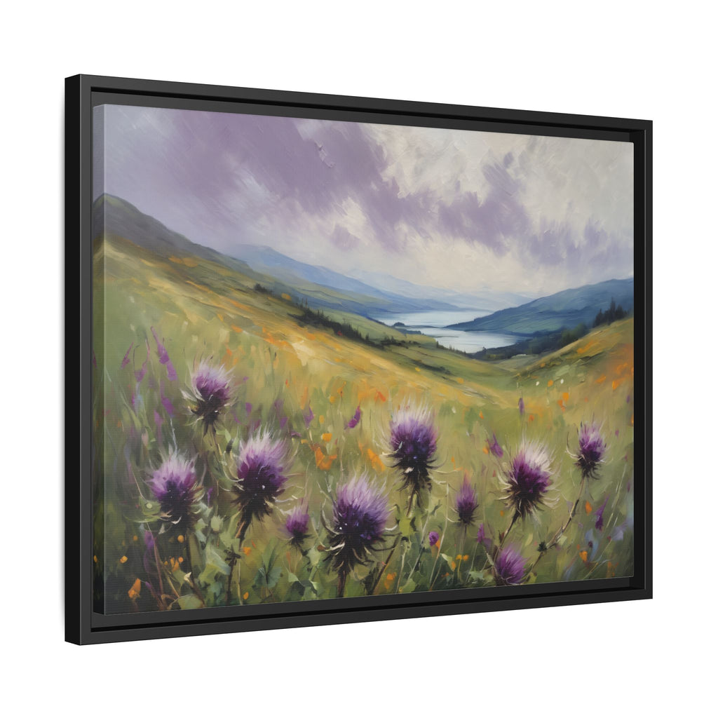 Scottish Highlands Thistle Oil Painting Print – Isle of Skye Wildflower Landscape Wall Art