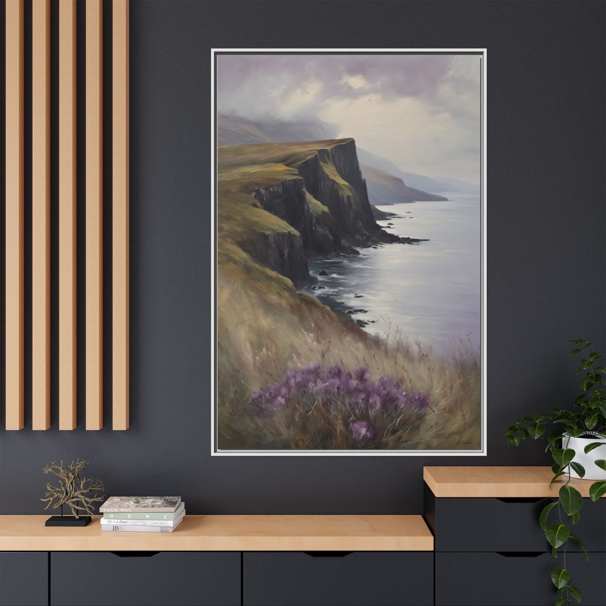 Isle of Skye Oil Painting Print – Scottish Highlands Coastal Landscape Wall Art