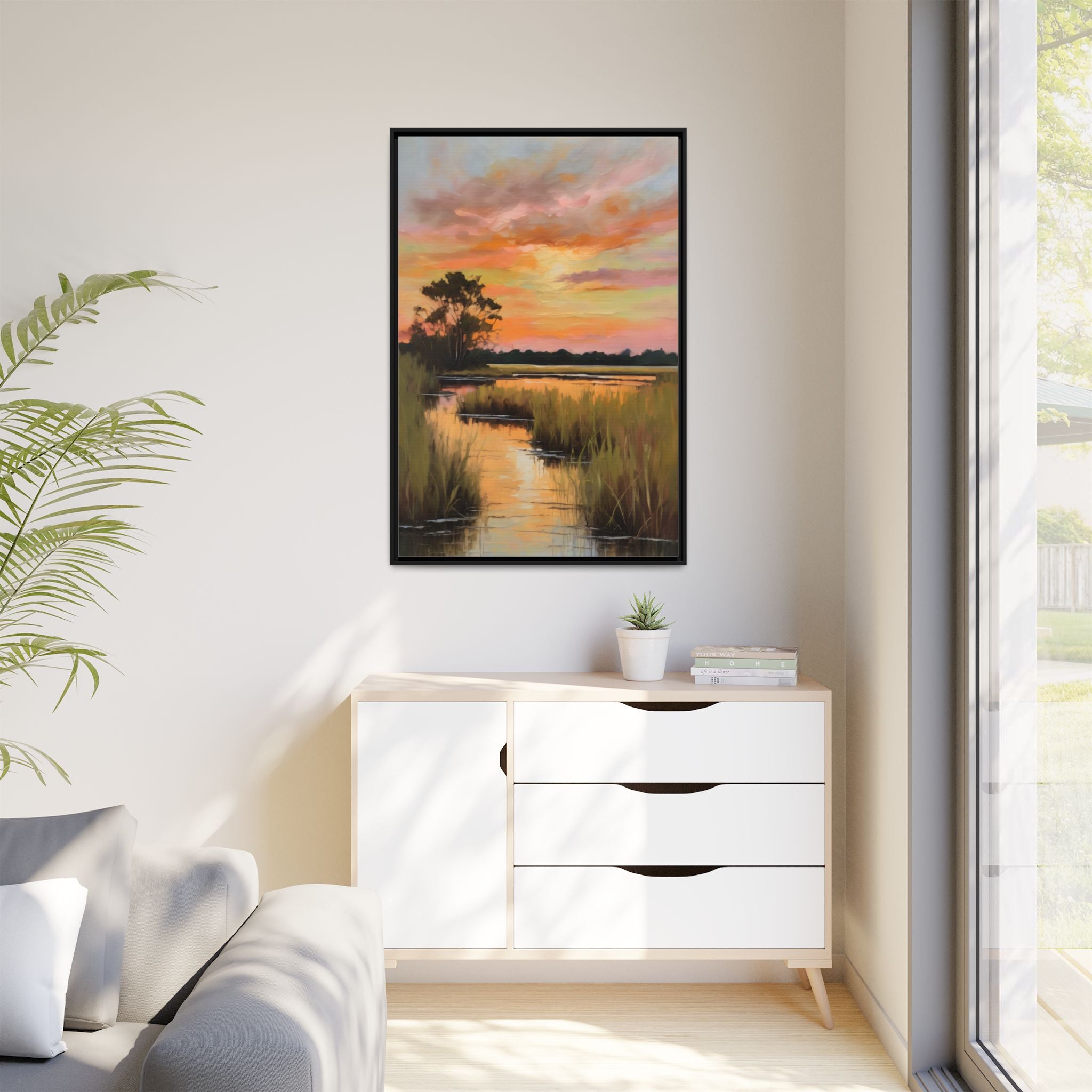 Salt Marsh Oil Painting Print – Lowcountry Sunset Landscape Wall Art