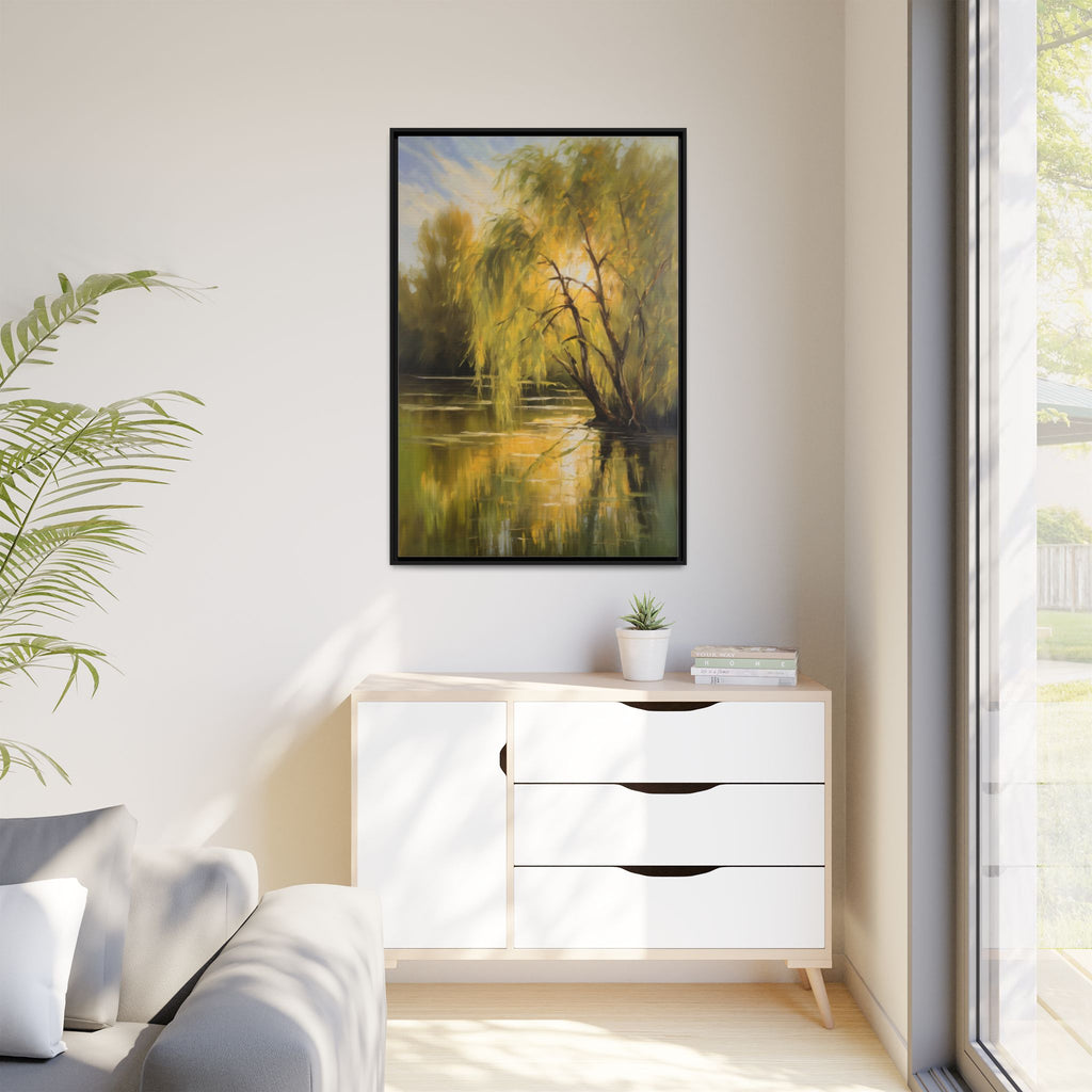 Willow Tree Oil Painting Print – Rustic Countryside Landscape Wall Art