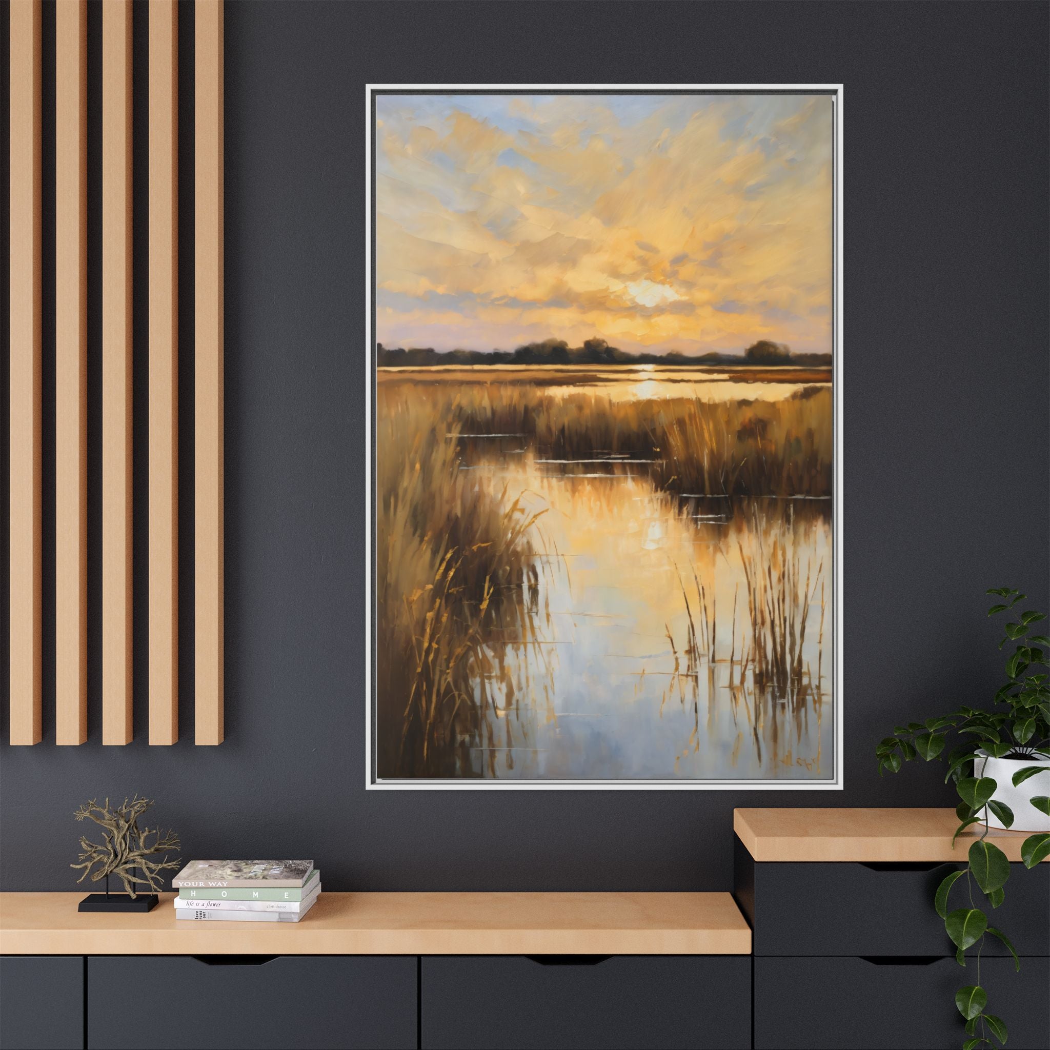 Salt Marsh Oil Painting Print – Lowcountry Sunset Landscape Wall Art