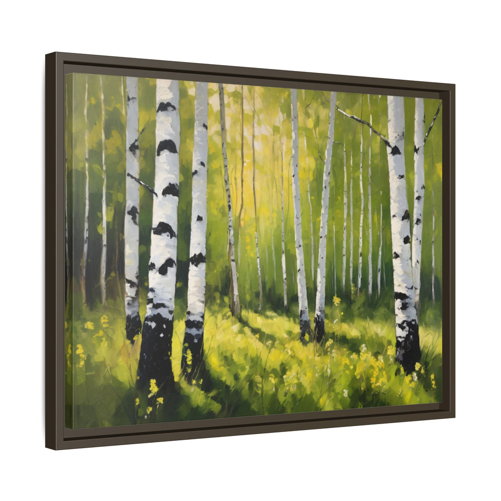 Spring Forest Oil Painting Print, Silver Birch Trees Landscape Canvas Decor