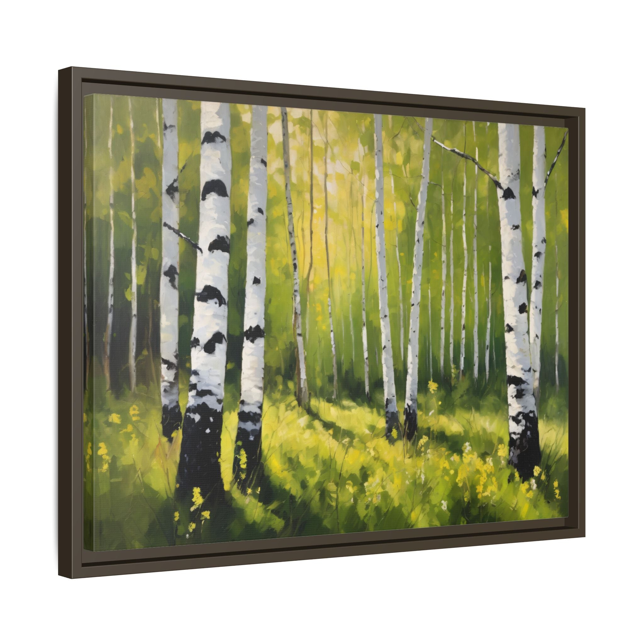 Spring Forest Oil Painting Print, Silver Birch Trees Landscape Canvas Decor