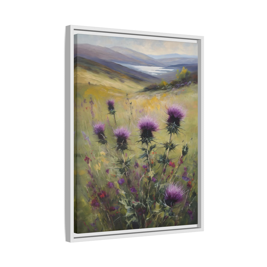 Scottish Highlands Thistle Oil Painting Print – Isle of Skye Wildflower Landscape Wall Art
