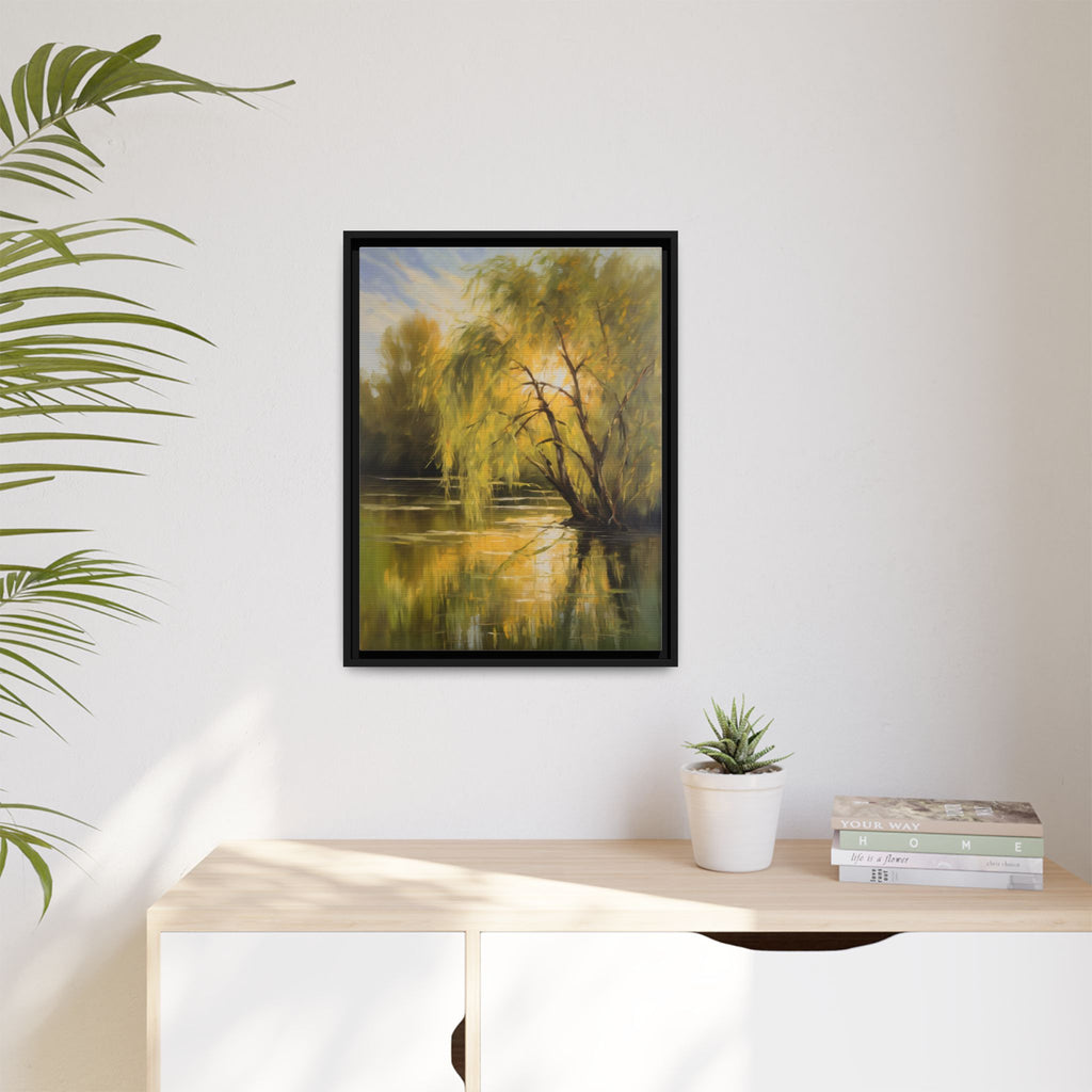 Willow Tree Oil Painting Print – Rustic Countryside Landscape Wall Art