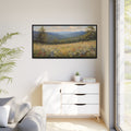 Blue Ridge Mountains Oil Painting Print, Wildflower Landscape Canvas Decor