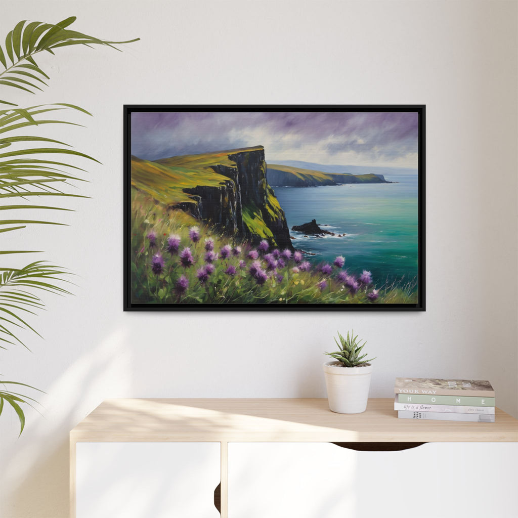 Isle of Skye Oil Painting Print – Scottish Highlands Thistle Landscape Wall Art