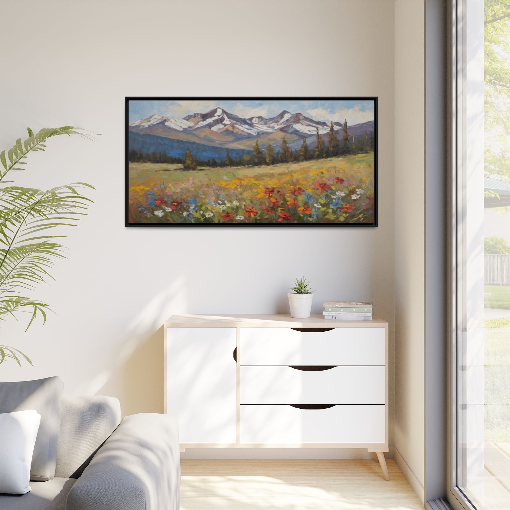 Wasatch Mountains Oil Painting Print – Utah Wildflower Mountain Landscape Wall Art