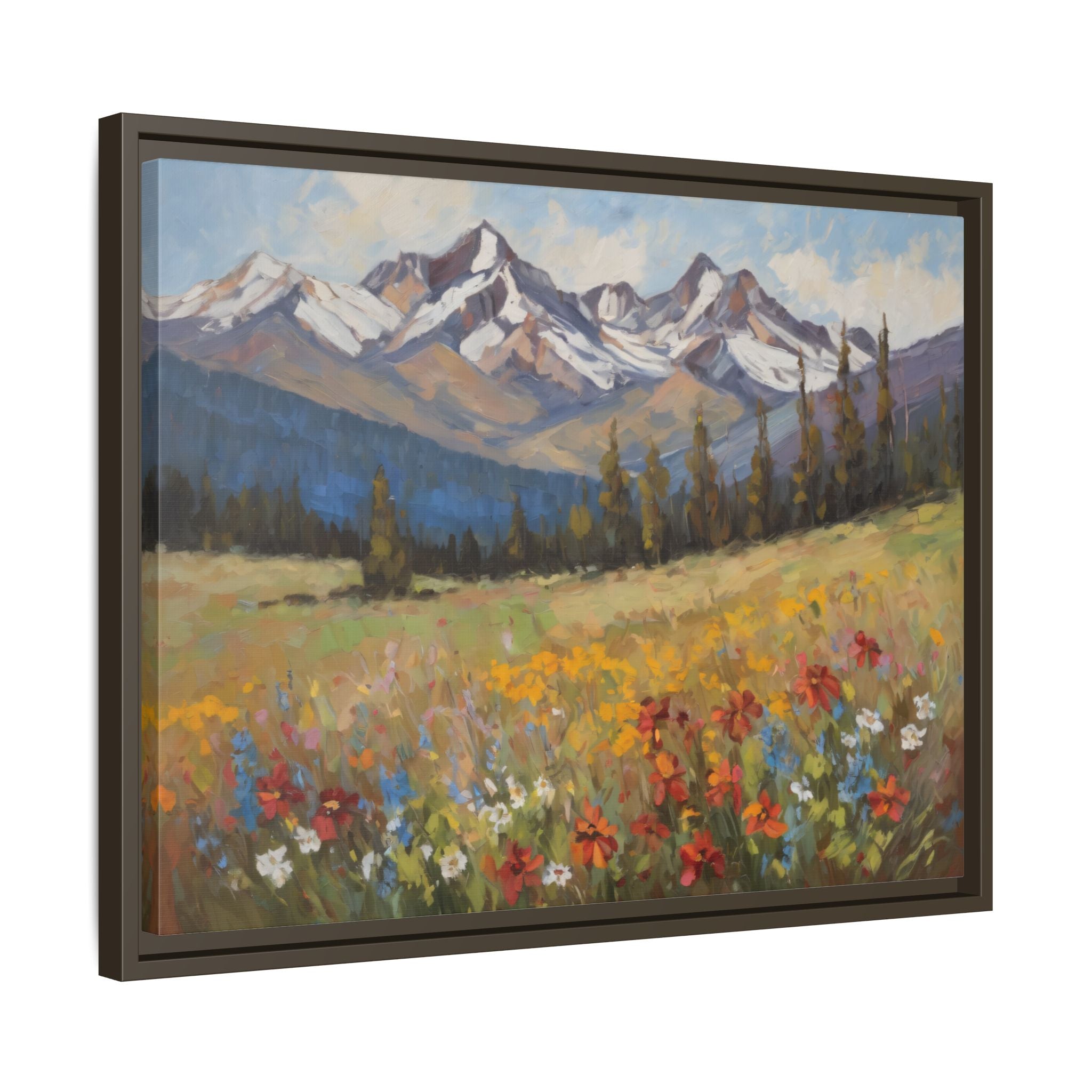 Wasatch Mountains Oil Painting Print – Utah Wildflower Mountain Landscape Wall Art