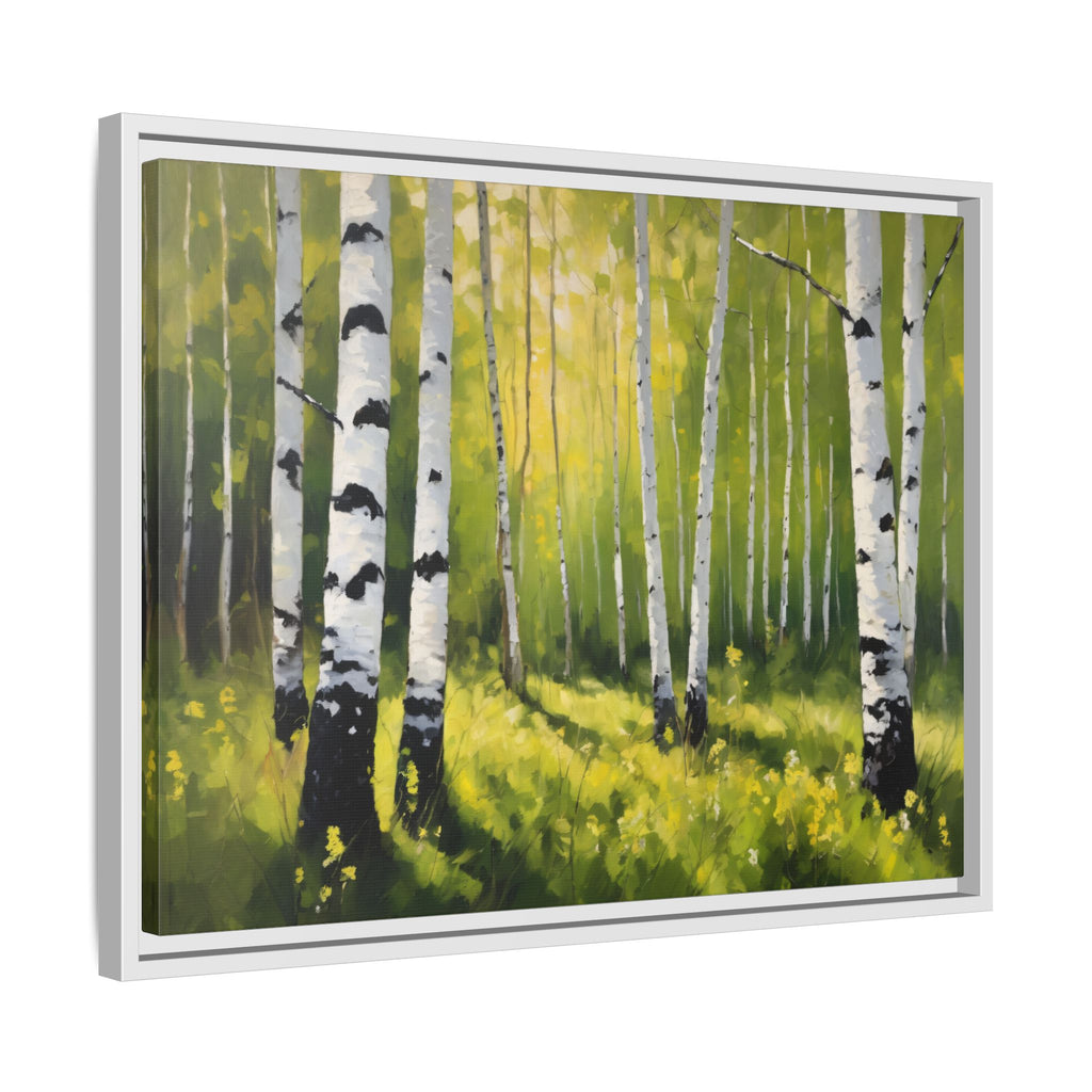 Spring Forest Oil Painting Print, Silver Birch Trees Landscape Canvas Decor