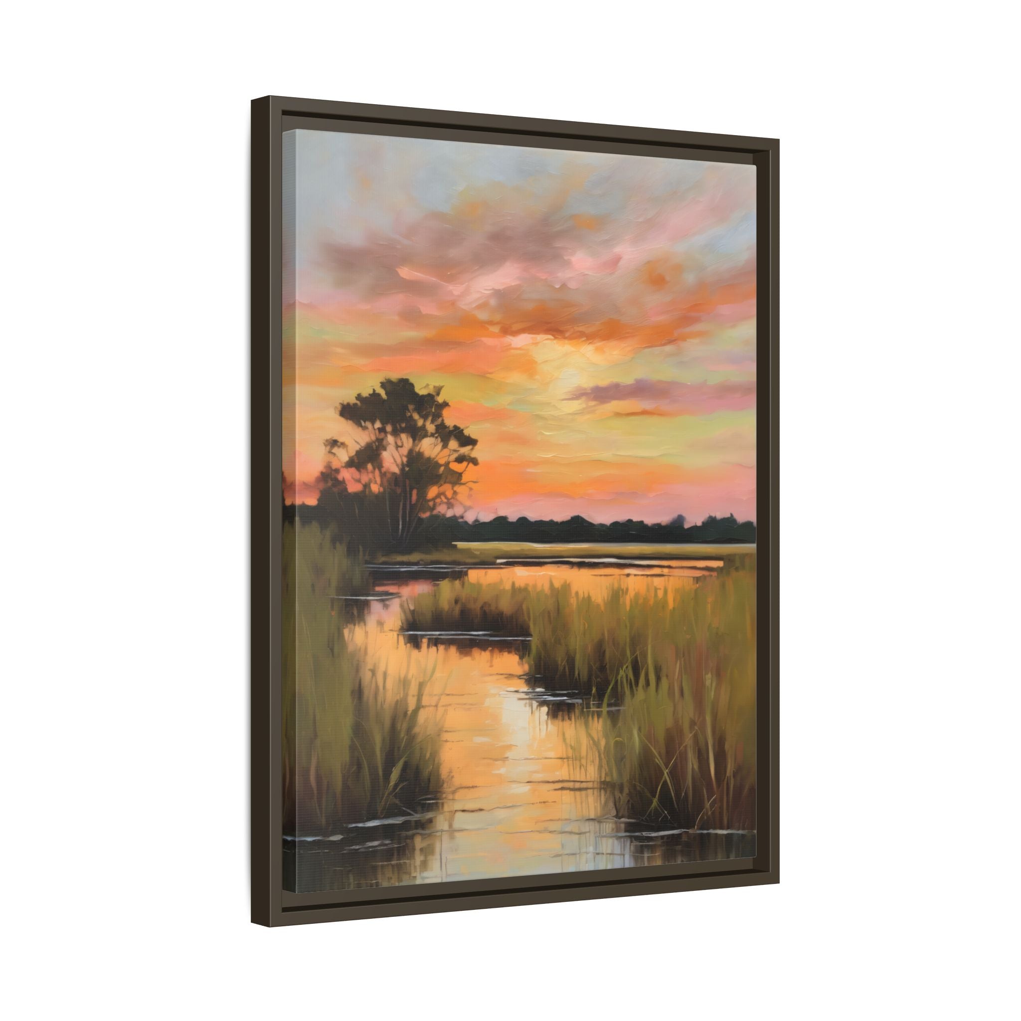 Salt Marsh Oil Painting Print – Lowcountry Sunset Landscape Wall Art