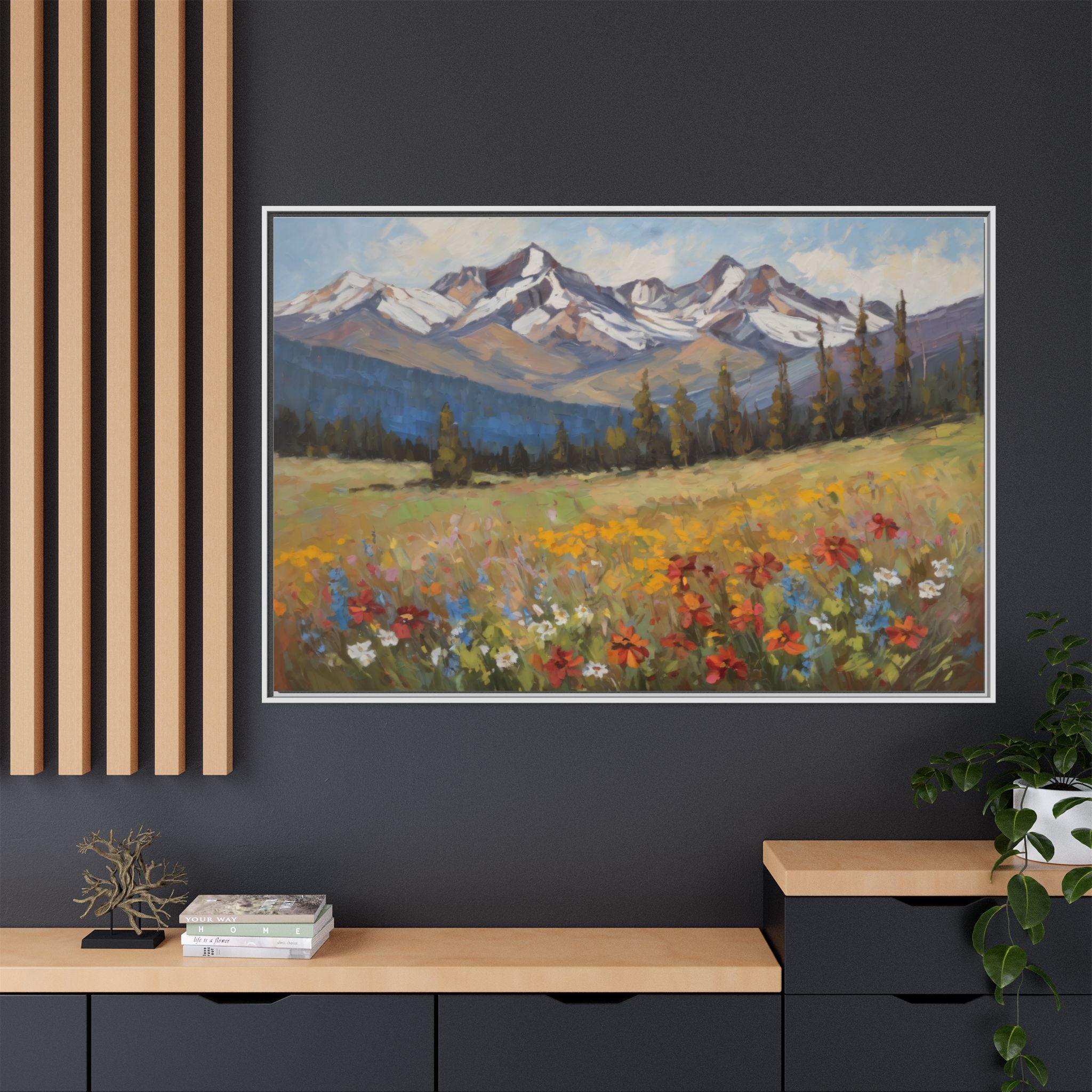 Wasatch Mountains Oil Painting Print – Utah Wildflower Mountain Landscape Wall Art