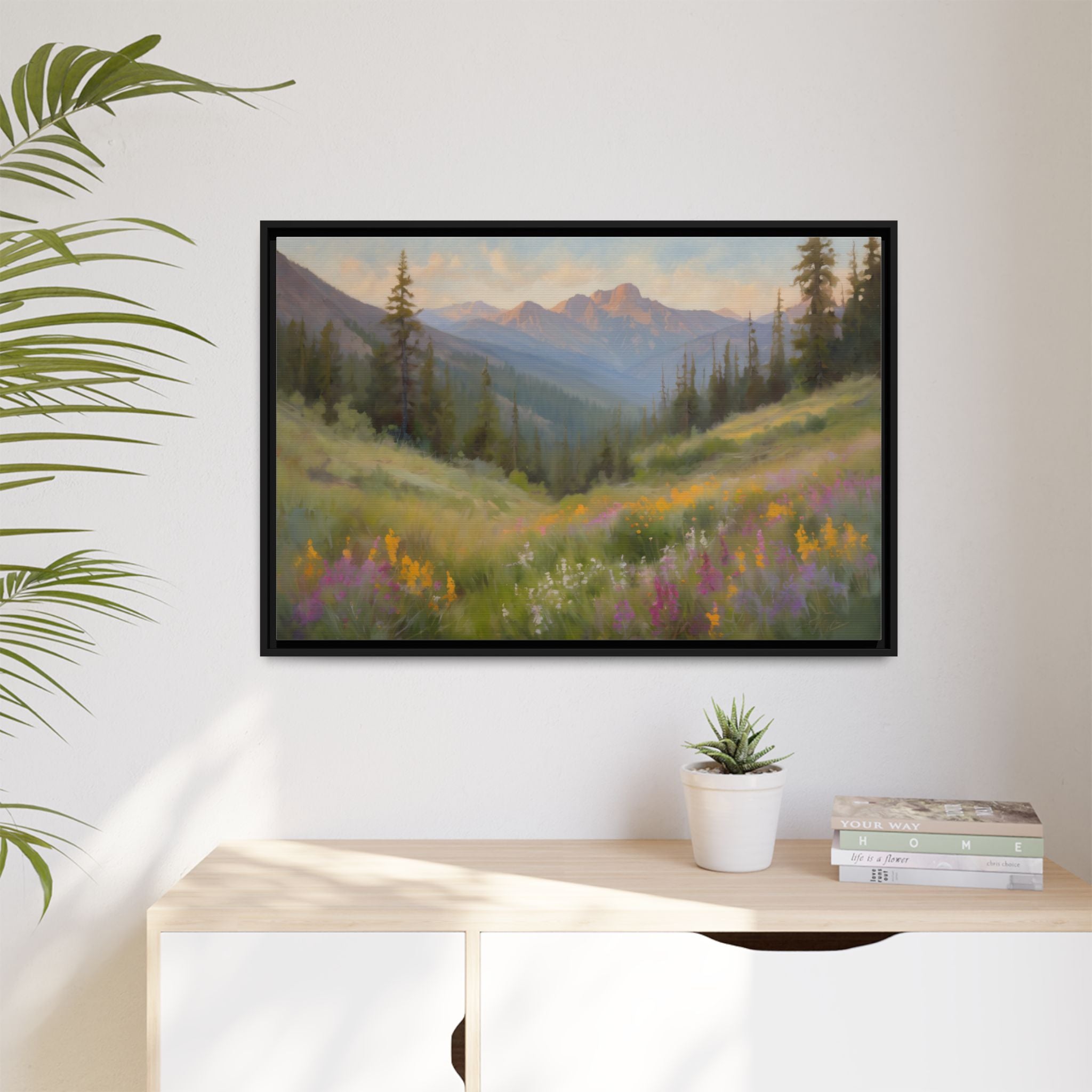 Wasatch Mountains Oil Painting Print – Utah Wildflower Landscape Wall Art