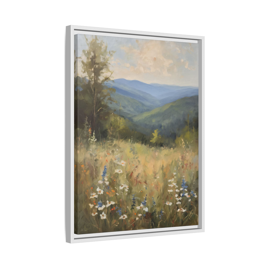 Blue Ridge Mountains Oil Painting, North Carolina Landscape Canvas, Appalachian Wall Art, Mountain Wildflowers Decor