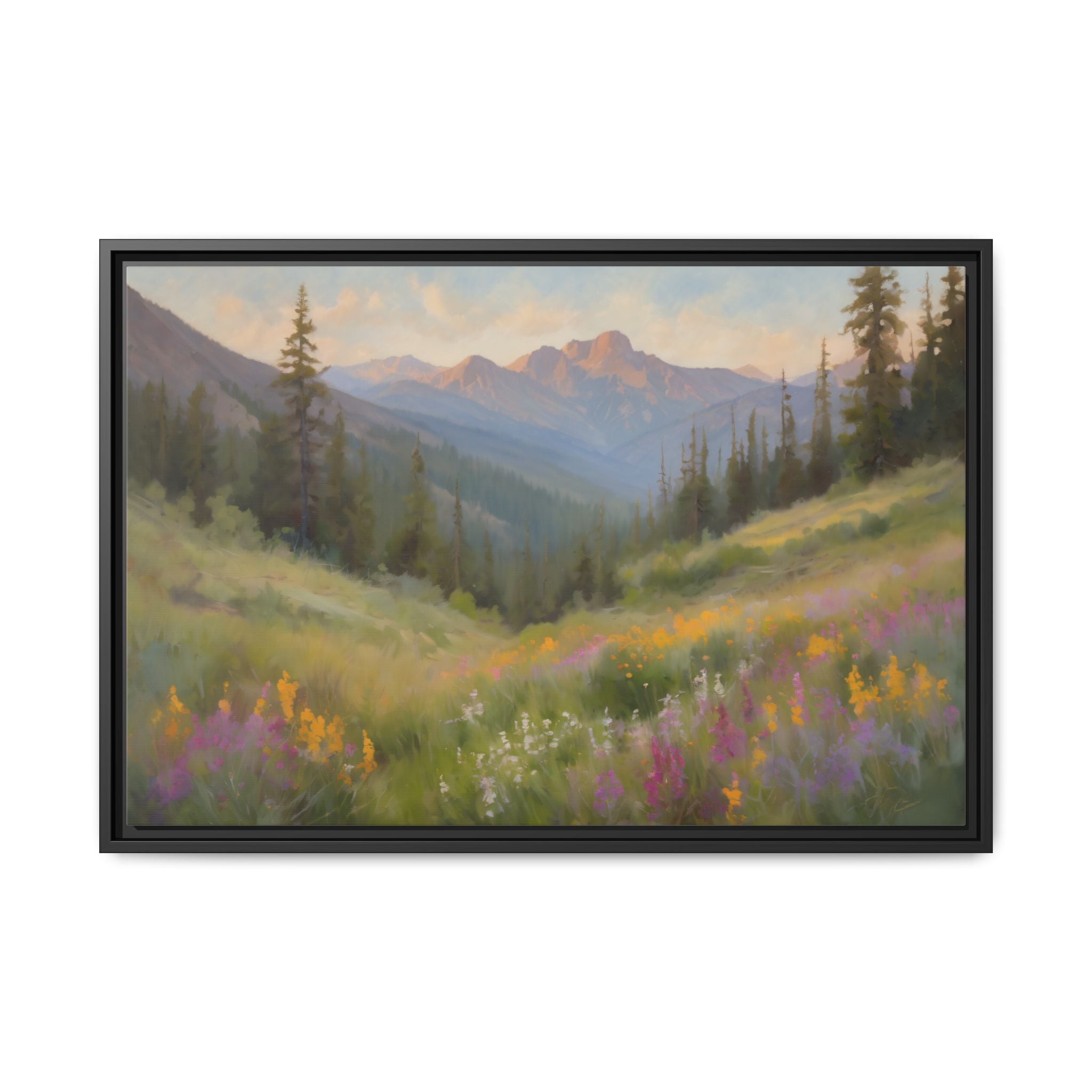 Wasatch Mountains Oil Painting Print – Utah Wildflower Landscape Wall Art